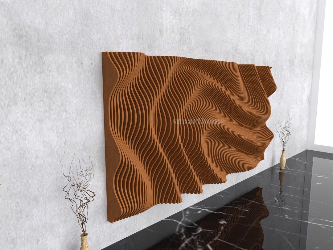 Parametric Wavy Wooden Wall Decor | Modern 3D Wall Panel CNC Files for ...