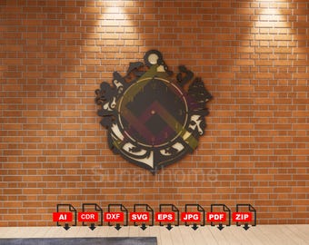 May include: A decorative wall clock with an anchor design, featuring nautical elements like a ship and dolphins. The clock is black and brown, mounted on a brick wall. The text "Sunarthome" is visible. Below are file type icons.