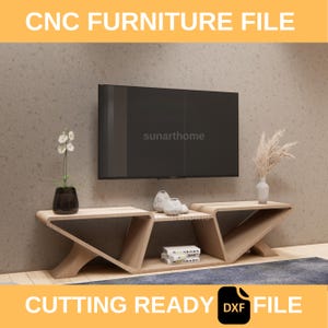 Parametrische TV-Schrank, Moderne Holz TV-Konsole, TV-Möbel für Wohnzimmer, Moderne Medien Konsole Cnc Laser Cut Dateien, Kollektion 001