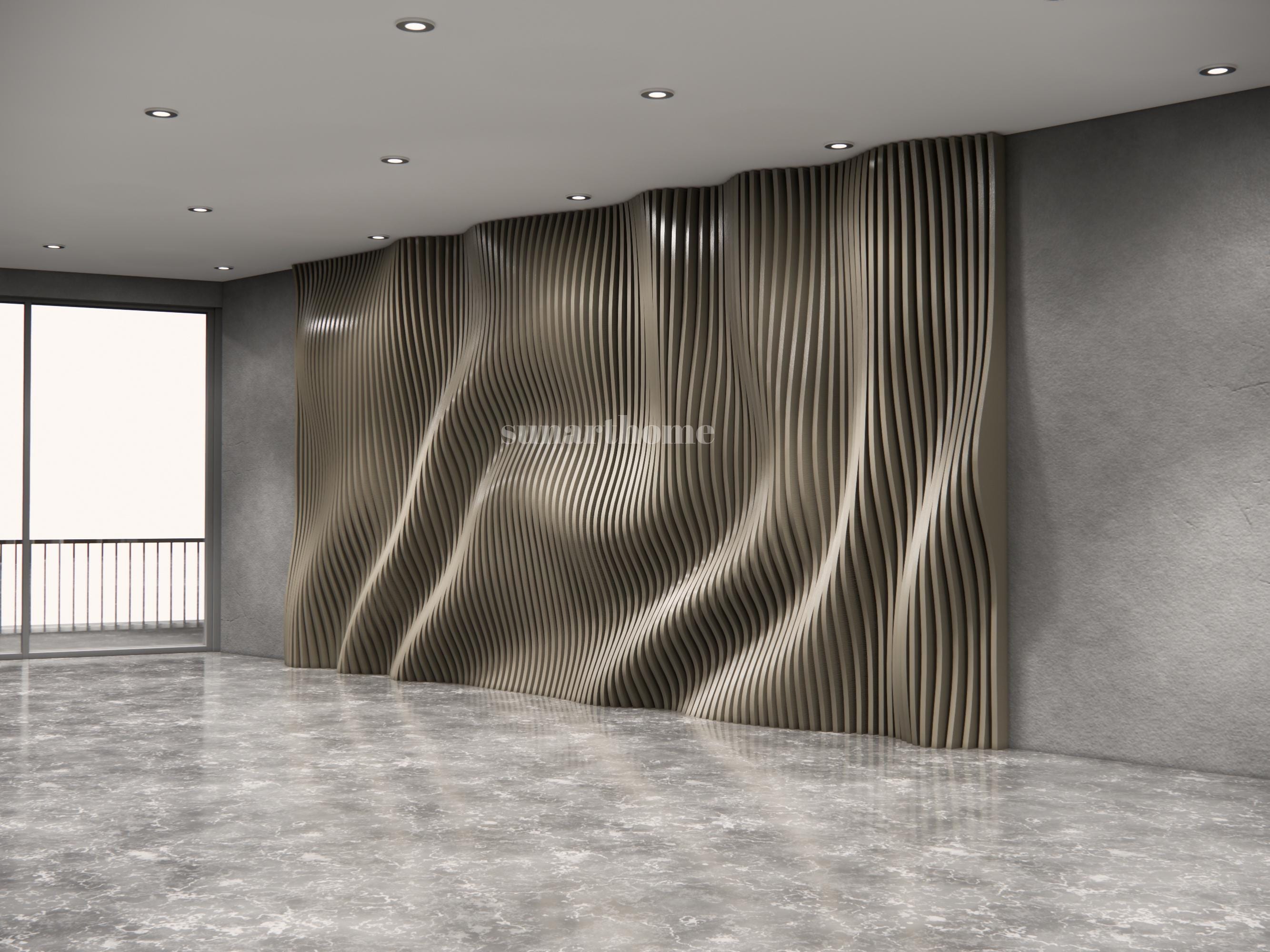 Parametric Wavy Wooden Wall Decor , 3D Parametric Wave Wood for ...