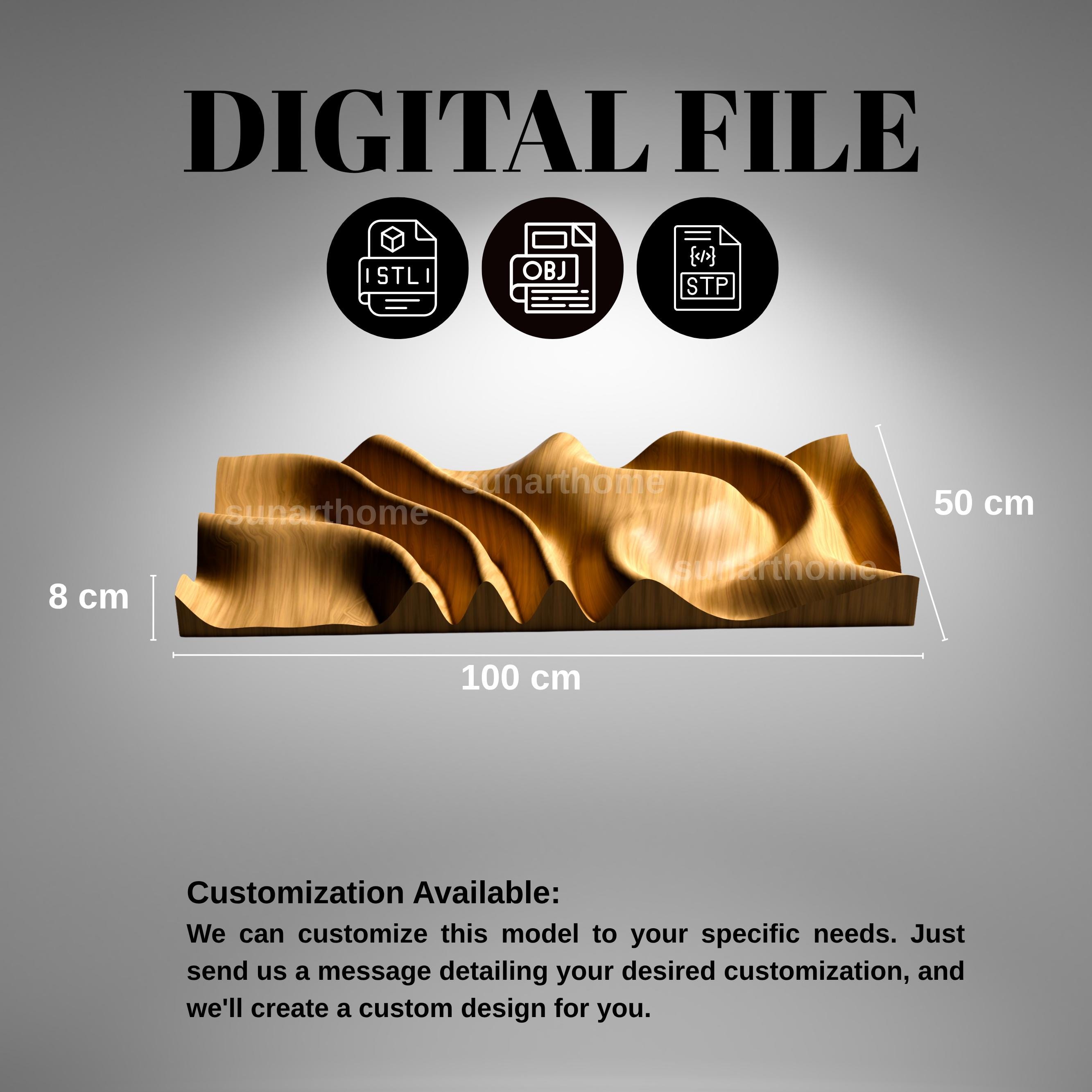 3D Wavy Wall Panel STL File , Modern Wave Wall Art for CNC Router & 3D ...