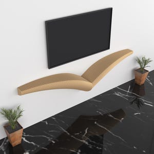 Parametric Wavy Wooden Laser Cut Decor - Parametric Shelf Decor- Parametric TV Unit - Parametric Wall Art - Shelf 7