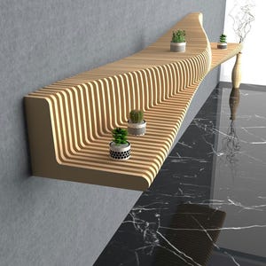 Parametric Wavy Wooden Laser Cut Decor - Parametric Shelf Decor- 3D Wall Decor - Parametric Wall Art - Shelf 3
