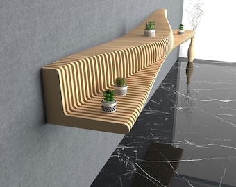 Parametric Wavy Wooden Laser Cut Decor - Parametric Shelf Decor- 3D Wall Decor - Parametric Wall Art - Shelf 3