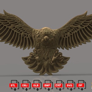 American Eagle stl and vector file Eagle 3D CNC Router files , Eagle 3D Wall Decor Instant Download