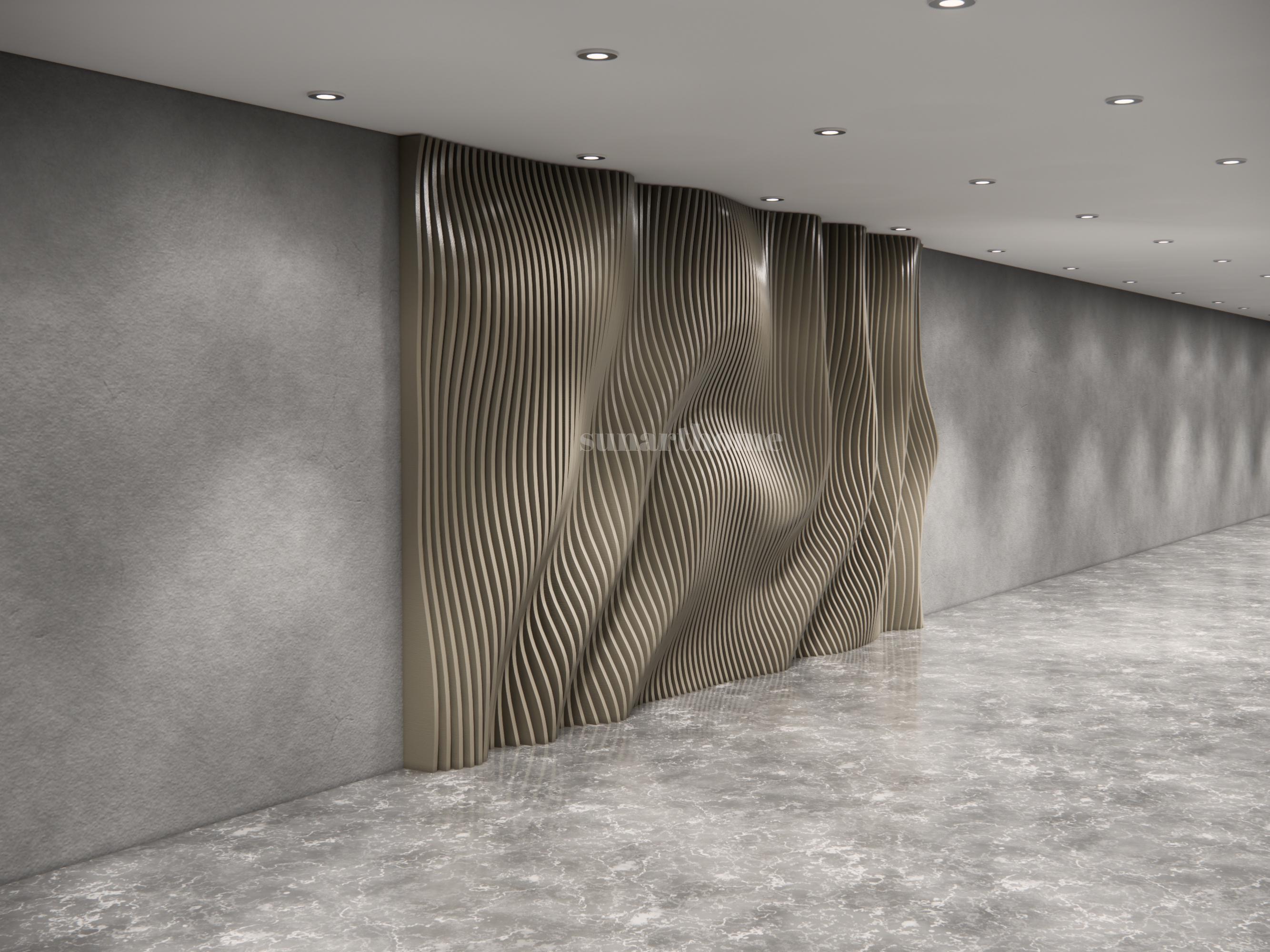 Parametric Wavy Wooden Wall Decor , 3D Parametric Wave Wood for ...