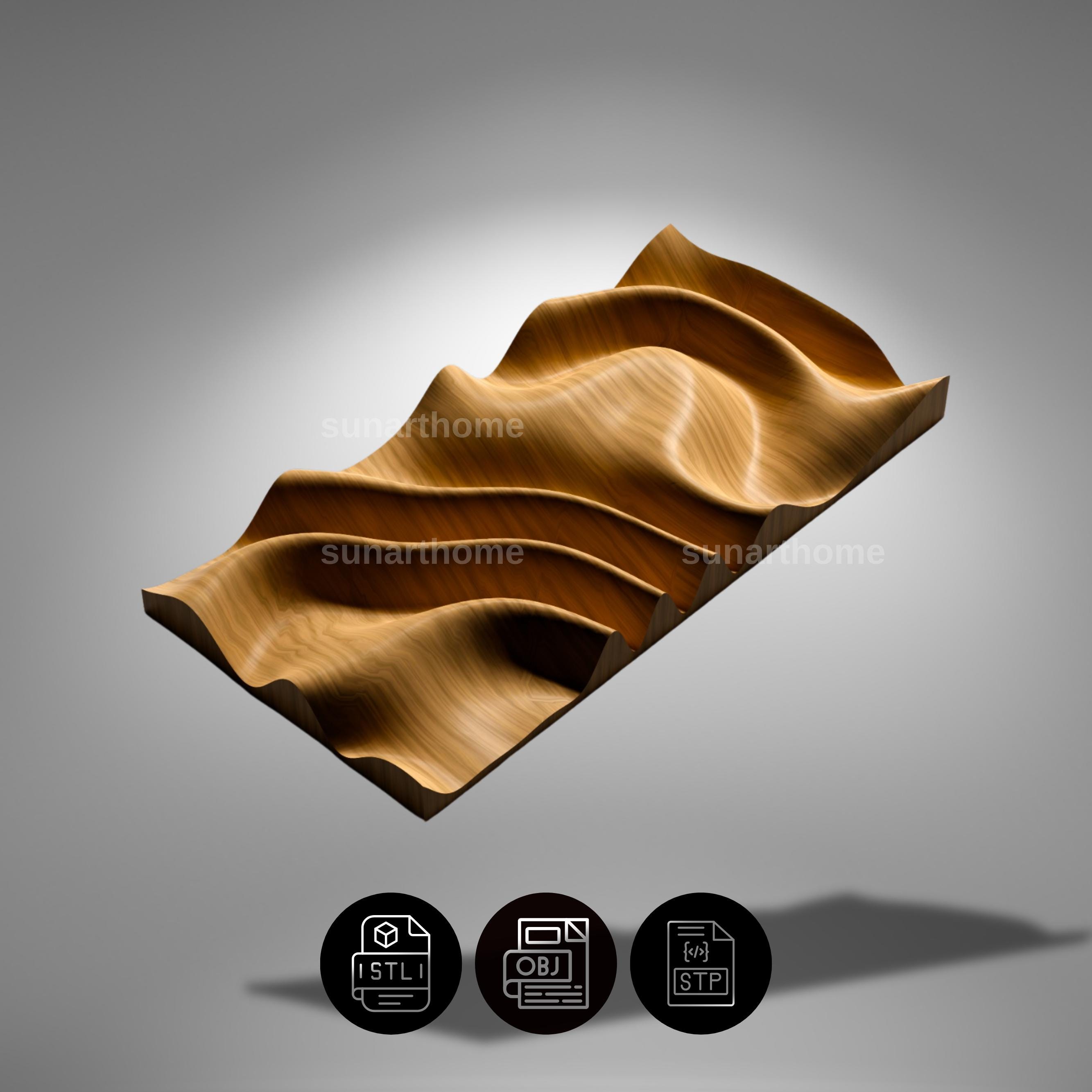 3D Wavy Wall Panel STL File , Modern Wave Wall Art for CNC Router & 3D ...
