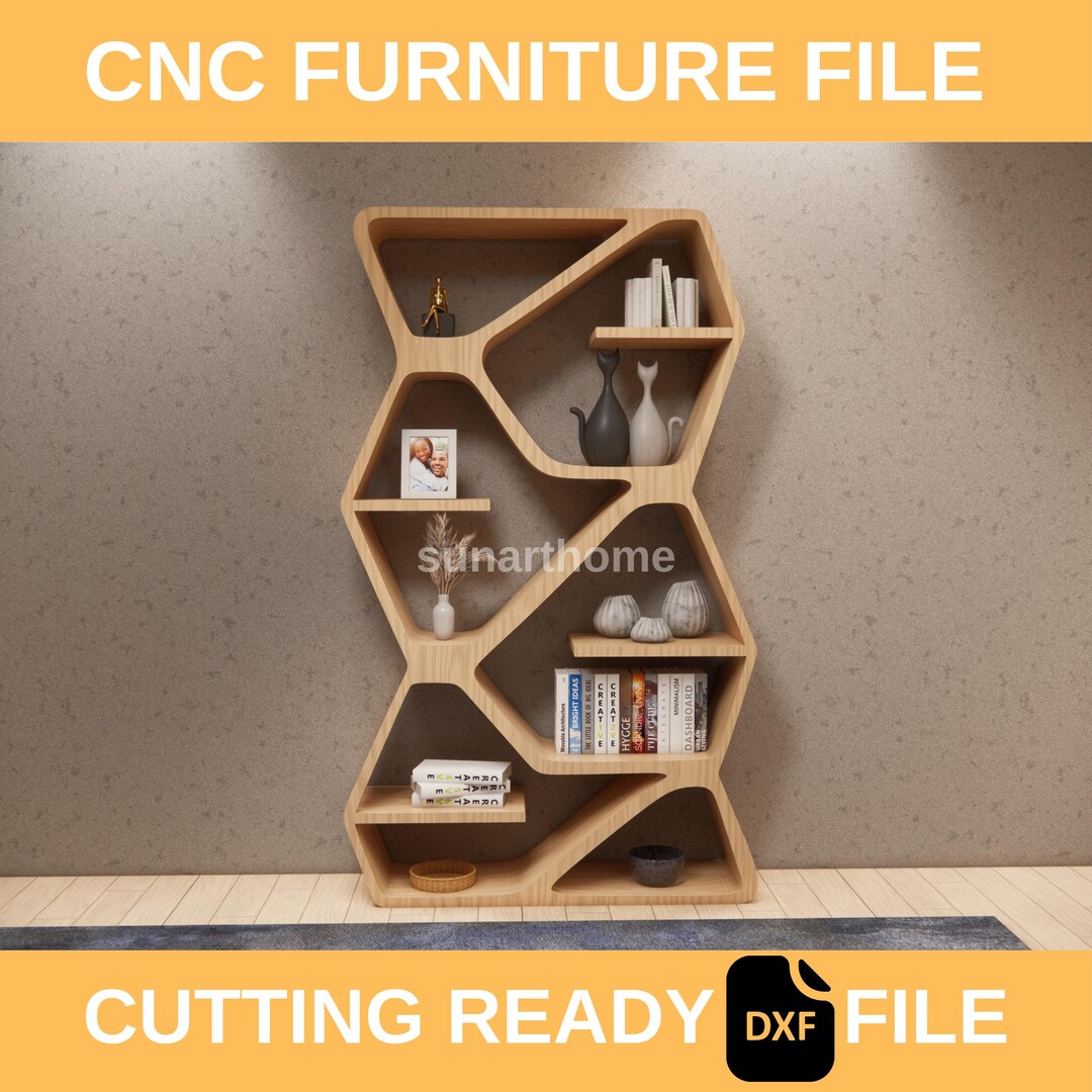 Parametric Wooden Bookshelf DXF Files , CNC Router & Laser Cut Bookcase ...