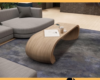 Parametric Coffee Table Digital File | Laser Cut CNC Furniture, Organic Shape Modern Design, Minimalist Living Room Decor, Model 8