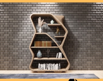 Parametric Shelf, Parametric Wooden Bookshelf, Modern Bookshelf Decor,  Living Room Shelf Plan, Bookshelf DXF file, Collection 03