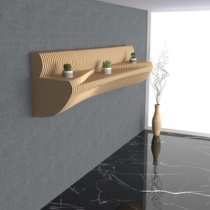 Parametric Wall Art - Wavy Wooden Laser Cut Decor - 3D Wall Decor - Parametric Shelf Decor - Shelf 1