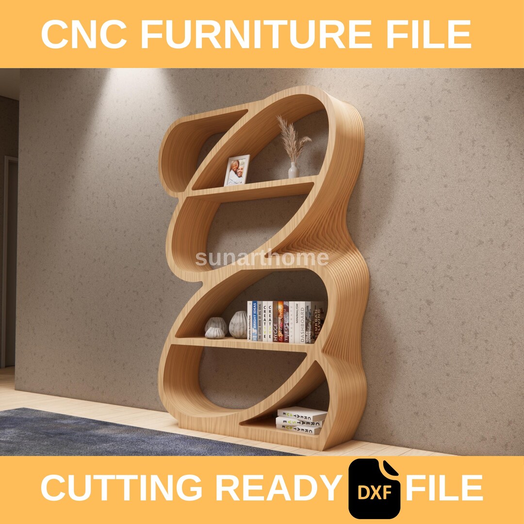 Modern Parametric Bookcase DXF Files , CNC Router & Laser Cut Bookshelf ...