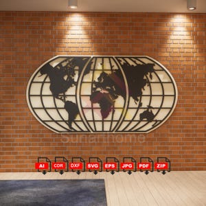 Mundo Svg Mapa del mundo SVG Mapa del mundo Cricut Globo Silueta Clipart Mundo PNG Mapa del mundo Archivo Dxf para láser