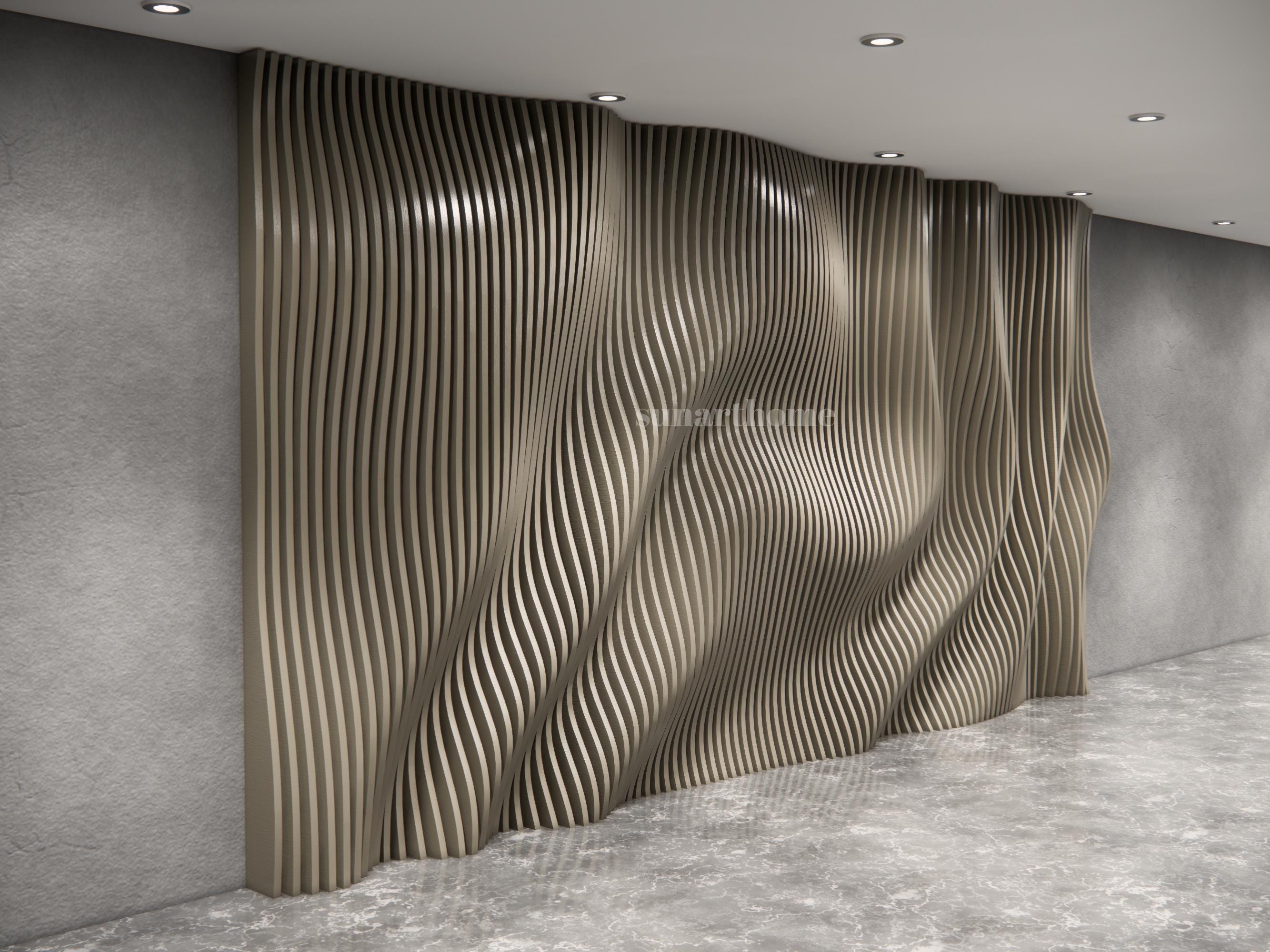 Parametric Wavy Wooden Wall Decor , 3D Parametric Wave Wood for ...