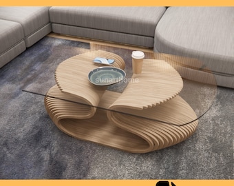 Moderner Couchtisch, Parametrischer Couchtisch, Wohnzimmertisch, Couchtisch Holz Laser Cut ,(Digital File), Modell 11