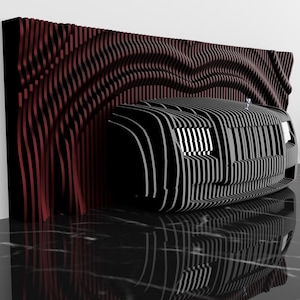 Parametric Car Wall Decor - Parametric Luxury Car Wall Art - Wavy Wooden Laser Cut File- Modern Wall Decor