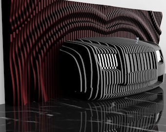 Parametric Car Wall Decor - Parametric Luxury Car Wall Art - Wavy Wooden Laser Cut File- Modern Wall Decor