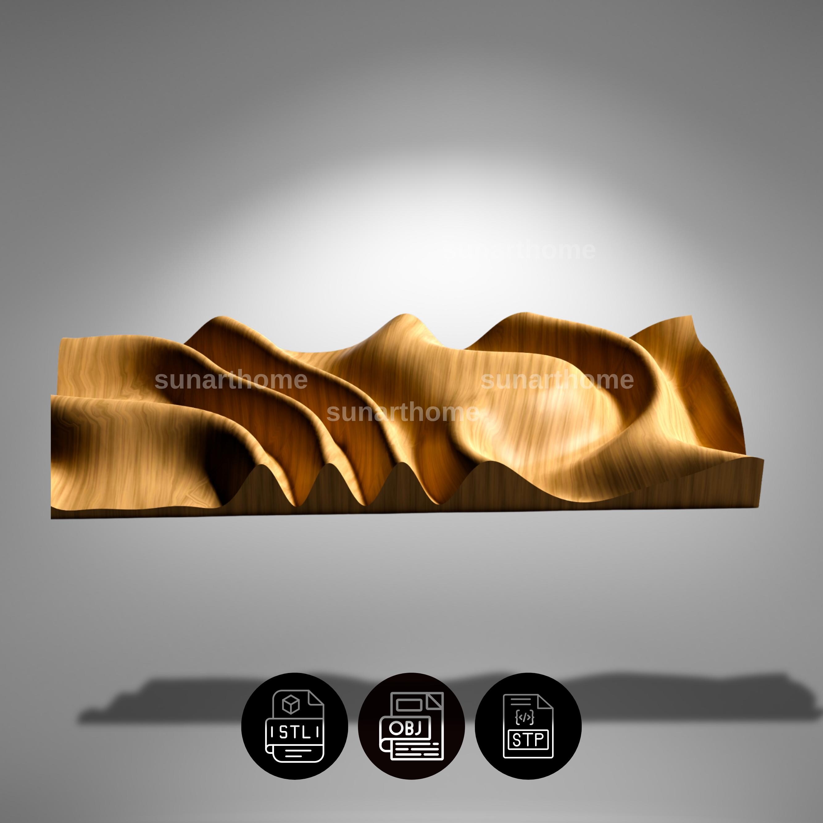 3D Wavy Wall Panel STL File , Modern Wave Wall Art for CNC Router & 3D ...