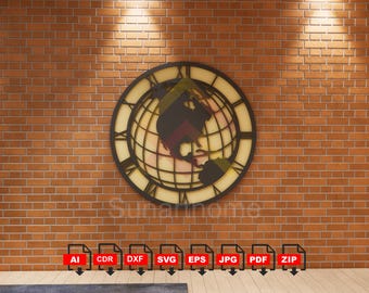 Central America Map Clock Svg World Map Clock SVG Usa Map Dxf North America Map Silhouette South America Clock PNG Instant Download