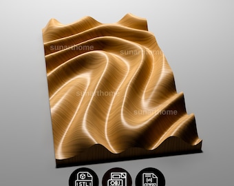 Wavy Wood Wall Decor CNC Files for CNC carving or 3D print / Collection 001