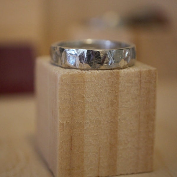 Handmade Pewter Ring - Tree Bark Texture