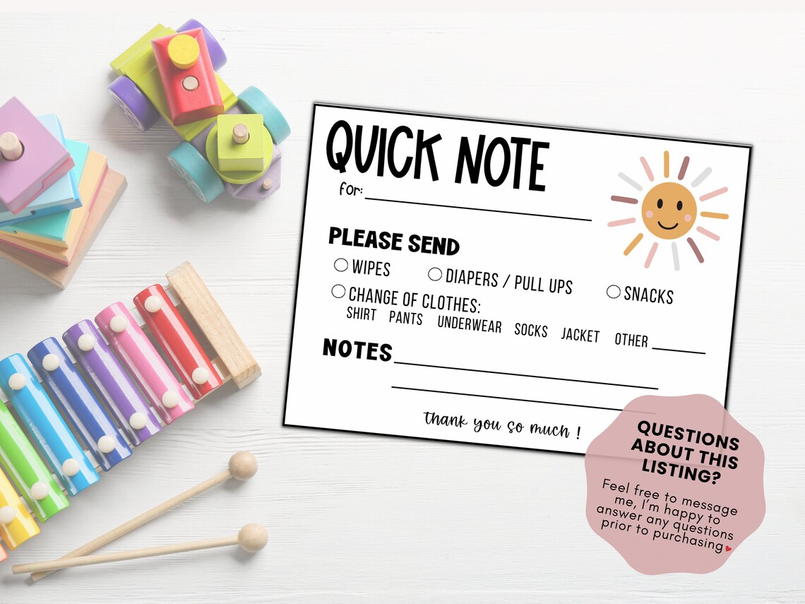 Printable Daycare Note Teacher Going Home Note Daycare Mail Note From Teacher Daycare Report Etsy