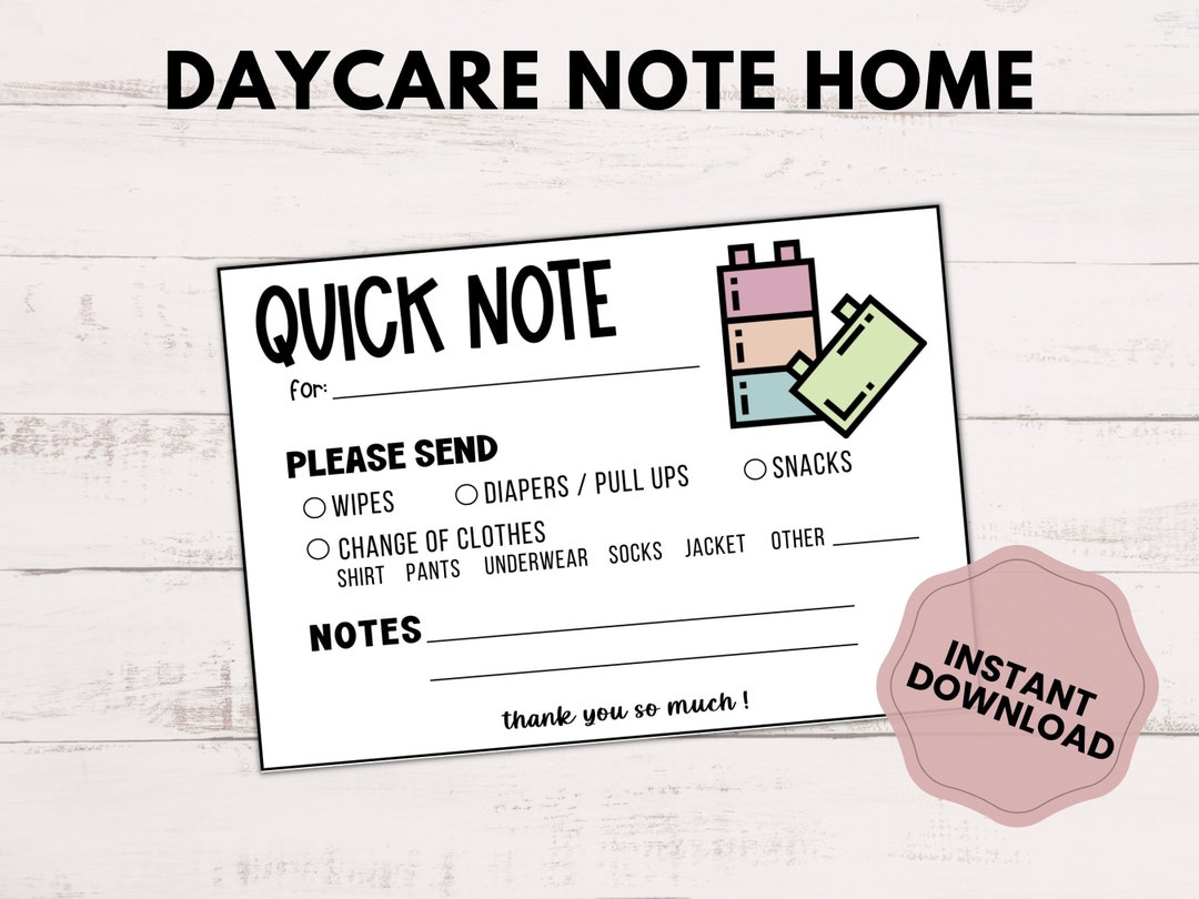Printable Daycare Note Teacher Going Home Note Daycare Mail Note From Teacher Childcare Notice
