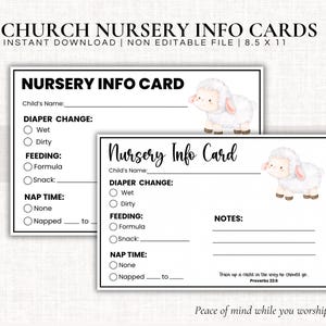 Carte d'information sur la crèche de l'église, ministère de l'église pour les enfants, carte d'information sur la crèche pour nourrisson, rapport sur les nourrissons de l'église