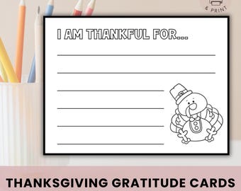 Printable Thanksgiving Craft Activity, Kids Coloring, Gratitude Thanksgiving Cards