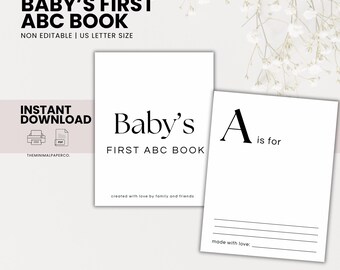 Baby Shower ABC book, Blank abc book, ABC Coloring Book, Baby’s First ABC book, Baby Memory Book, Guest Book Ideas, Baby Keepsake Book