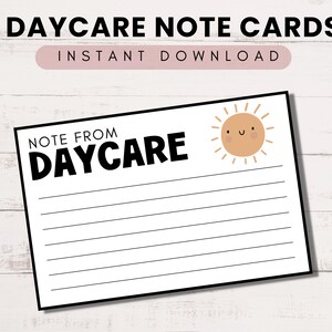 Druckbare leere Grußkarte, sonnige Kindertagesstätte Thema Design, Lehrer Notiz für Eltern