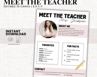 Meet the Preschool Teacher Canva Template Back to School Flyer, Welcome ...
