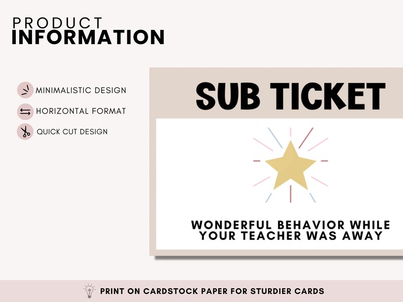 Substitute Teacher Rewards Tickets, Classroom Coupons for Students