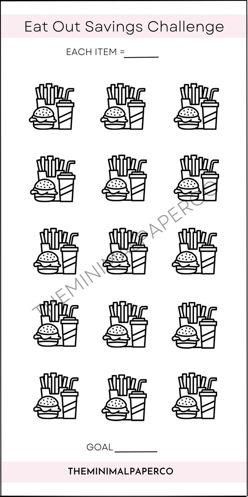 Eat Out Savings Challenge A6 Trackers Budget Binders Etsy