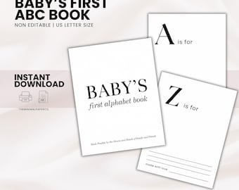 Baby Shower ABC book, ABC Coloring Book, Baby’s First ABC book, Baby Memory Book, Guest Book Ideas, Baby Keepsake Book