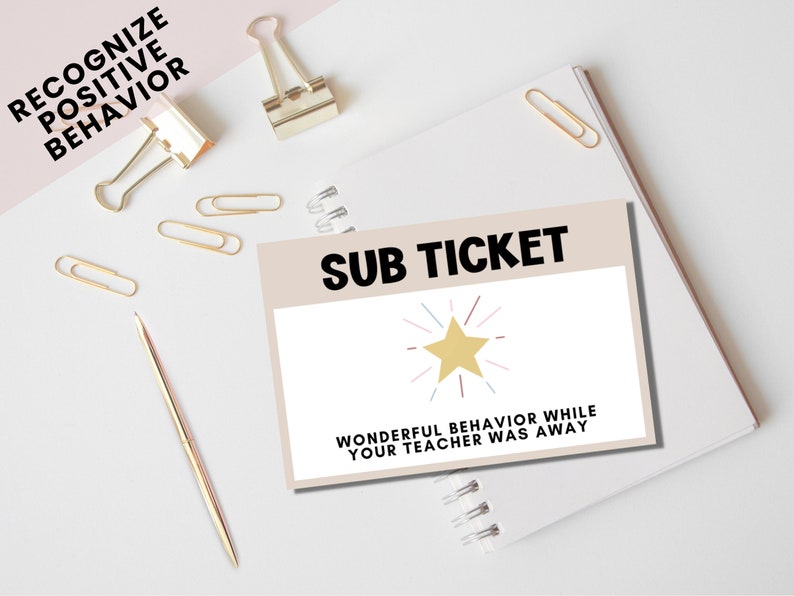 Substitute Teacher Rewards Tickets, Classroom Coupons for Students