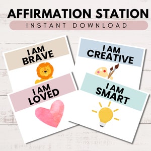 Affirmation Station, motivierende Wanddekoration, Kinderzimmer Klassenzimmer Zeichen, Vorschul Bulletin Board, Klassenzimmer Dekoration, Kinder positive Affirmationen