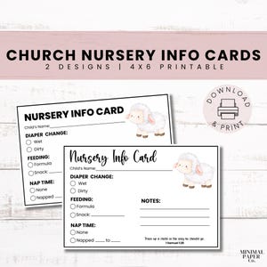 Church Nursery Information Card, Children’s Church Ministry, Nursery ...
