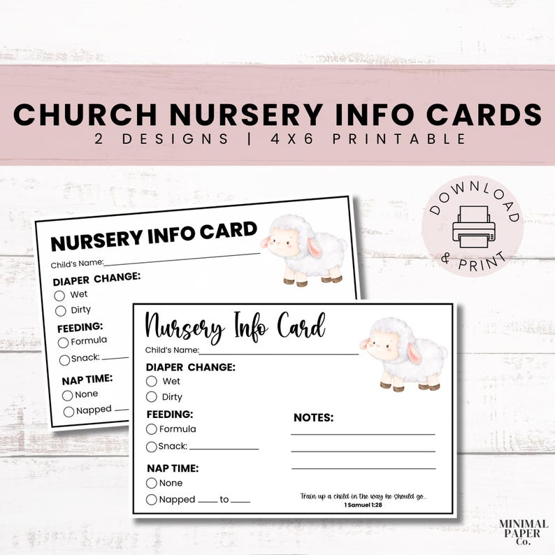 Church Nursery Information Card, Children’s Church Ministry, Nursery ...