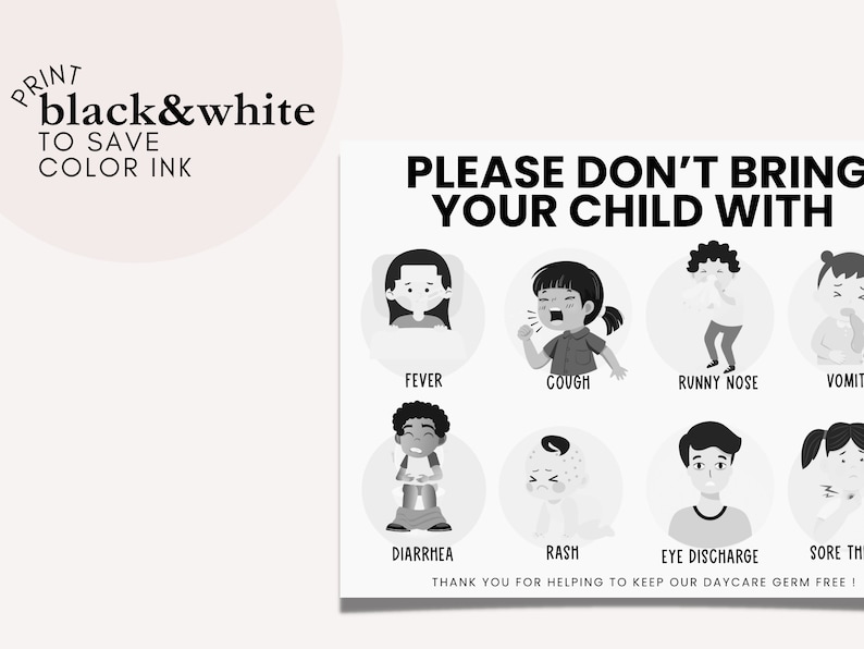 Daycare Sick Policy | Childcare Sickness Flyer | Printable Daycare and ...