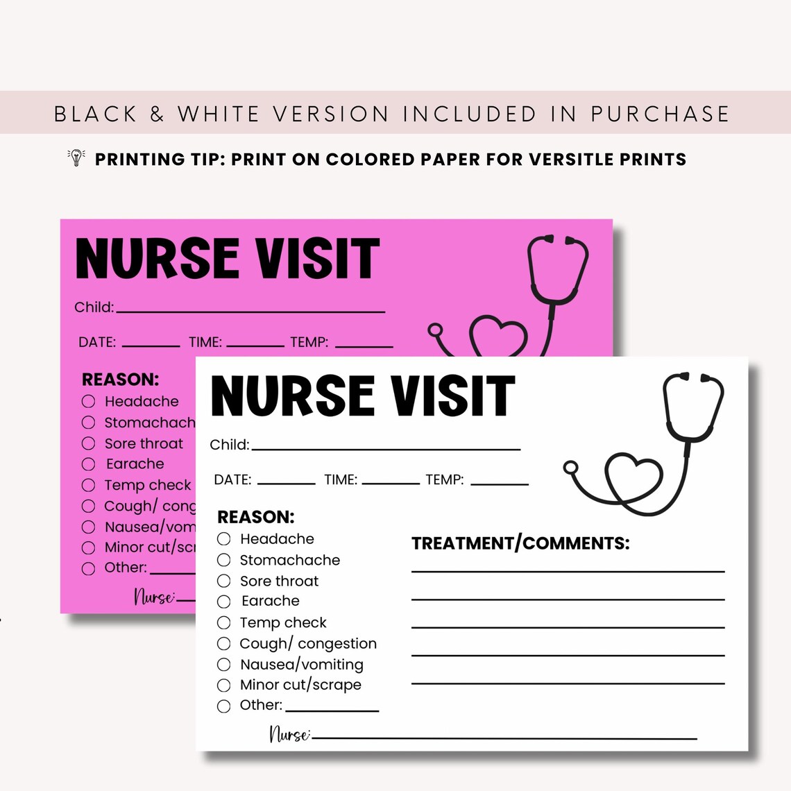 Nursing Notes Folder Printable School Nurse Note, Parent Note From Nurse, Nurse Notes, Nurse ...