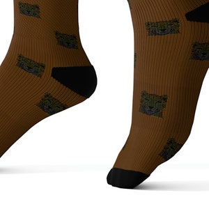 Cheetah Spirit Unisex Cotton Socks with Abstract Safari Pattern, Cute Creative Cat Animal Print, Trendy Gift Idea for Men Women Casual Wear