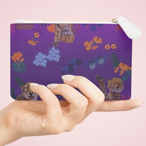 Gepard Geist Mini Clutch | Handytasche aus veganem Leder | Mode-Unisex-Tasche | Minimalistische Reisebrieftasche |  Bleistift Geldbörse Fall | Geschenkidee