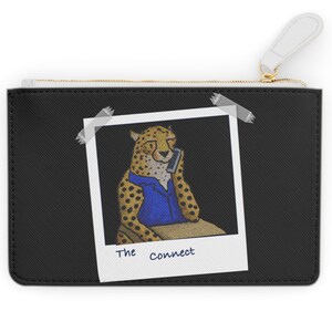 Mini bolso de mano Cheetah Spirit / Bolso de teléfono de piel vegana / Estuche unisex de moda / Cartera de viaje minimalista / Estuche para lápices y monedas / Idea de regalo