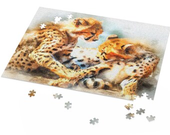 Cheetah Spirit 500-Piece Puzzle, Abstract Animal Jigsaw Trivia Game, Fun Artistic Activity for Family, Cat Gift for Cheetah & Wildlife Lover
