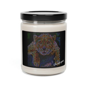Cheetah Spirit Geurende Soja Kaars | Wiek | Glazen Pot | Meditatief| Esthetisch| Minimalistisch | Geschenken | Dierenliefhebbers| Geurige | Moderne | Aroma