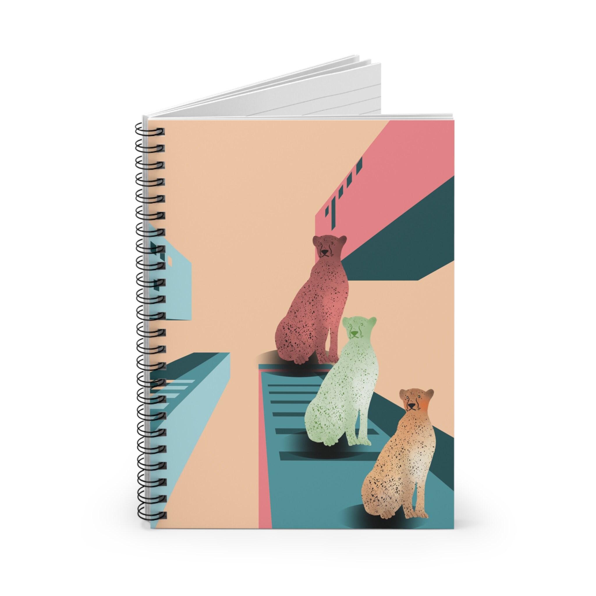 Cheetah Spirit Spiral Notebook, Ruled Line Writing Journal, Stylish ...