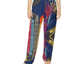 Pantaloni da pigiama da donna Cheetah Spirit, comodi pantaloni da salotto con stampa safari, morbidi indumenti da notte in poliestere, regalo per gli amanti dei gatti.