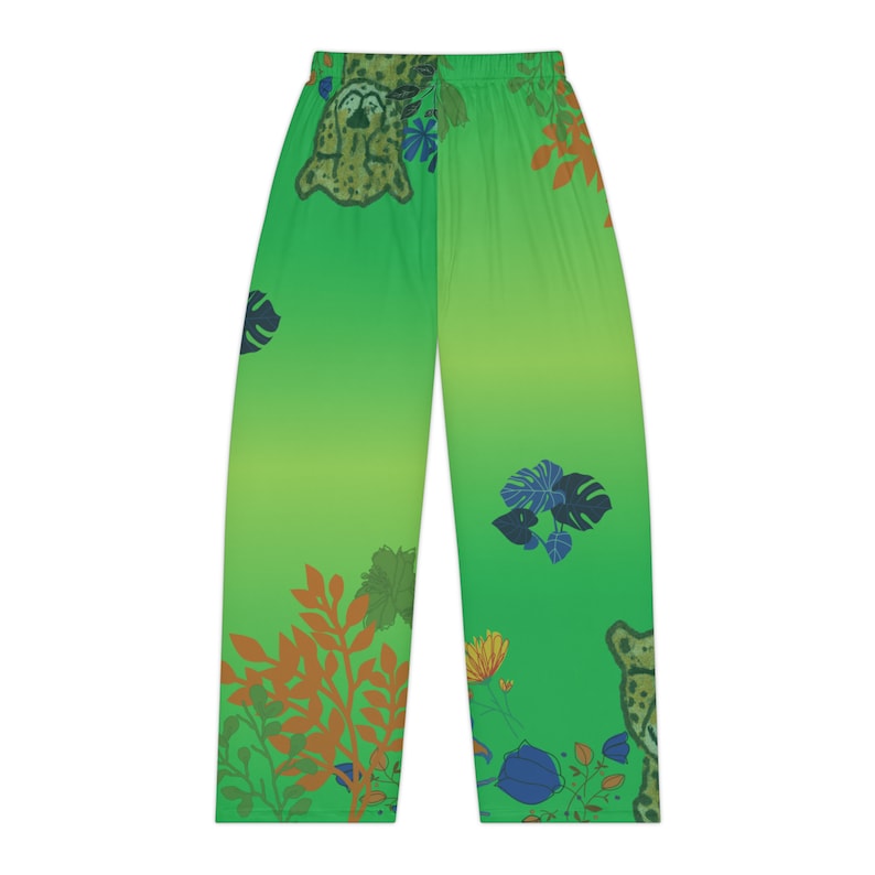 Pantaloni da pigiama da donna Cheetah Spirit, comodi pantaloni da salotto con stampa safari, morbidi indumenti da notte in poliestere, regalo per gli amanti dei gatti. immagine 3