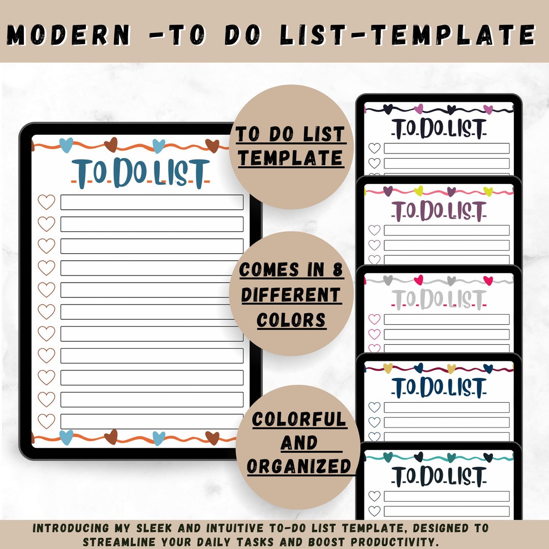 Modern to Do List Template, Digital Planner Insert, Productivity ...